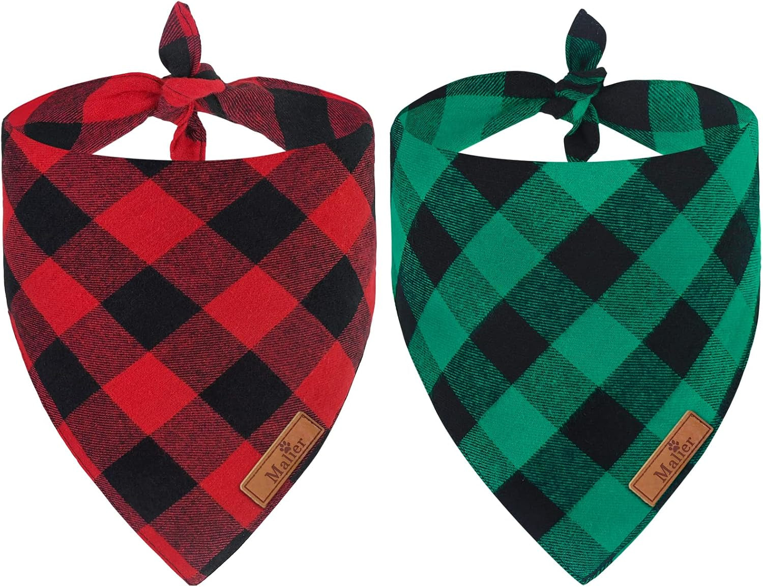 2 Pack Christmas Dog Bandanas, Classic Buffalo Red Plaid Dog Bandana for Girl and Boy, Pet Scarf Bibs Pet Costume Outfit Accessories for Small and Extra Large Dogs Pets (Small)