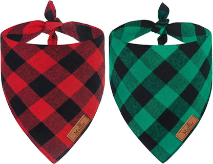 2 Pack Christmas Dog Bandanas, Classic Buffalo Red Plaid Dog Bandana for Girl and Boy, Pet Scarf Bibs Pet Costume Outfit Accessories for Small and Extra Large Dogs Pets (Small)