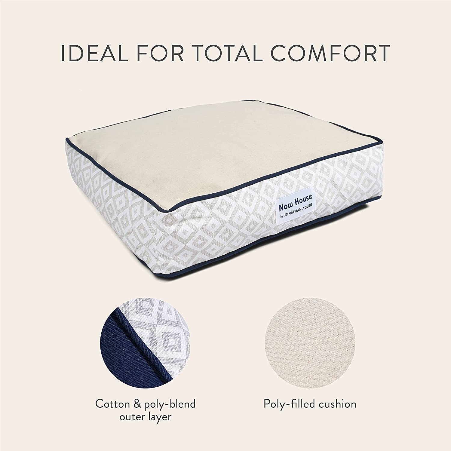 Now House by Grey Diamond Medium Washable Cushion Dog Bed for Pets