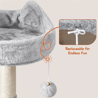 Spacious 76-Inch Light Gray Multilevel Cat Tree Tower with Cozy Condos and Perches