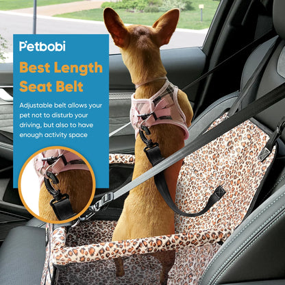 Leopard Print Dog Car Seat Booster for Small Pets and Medium Cats - Safety and Comfort for Your Furry Friend
