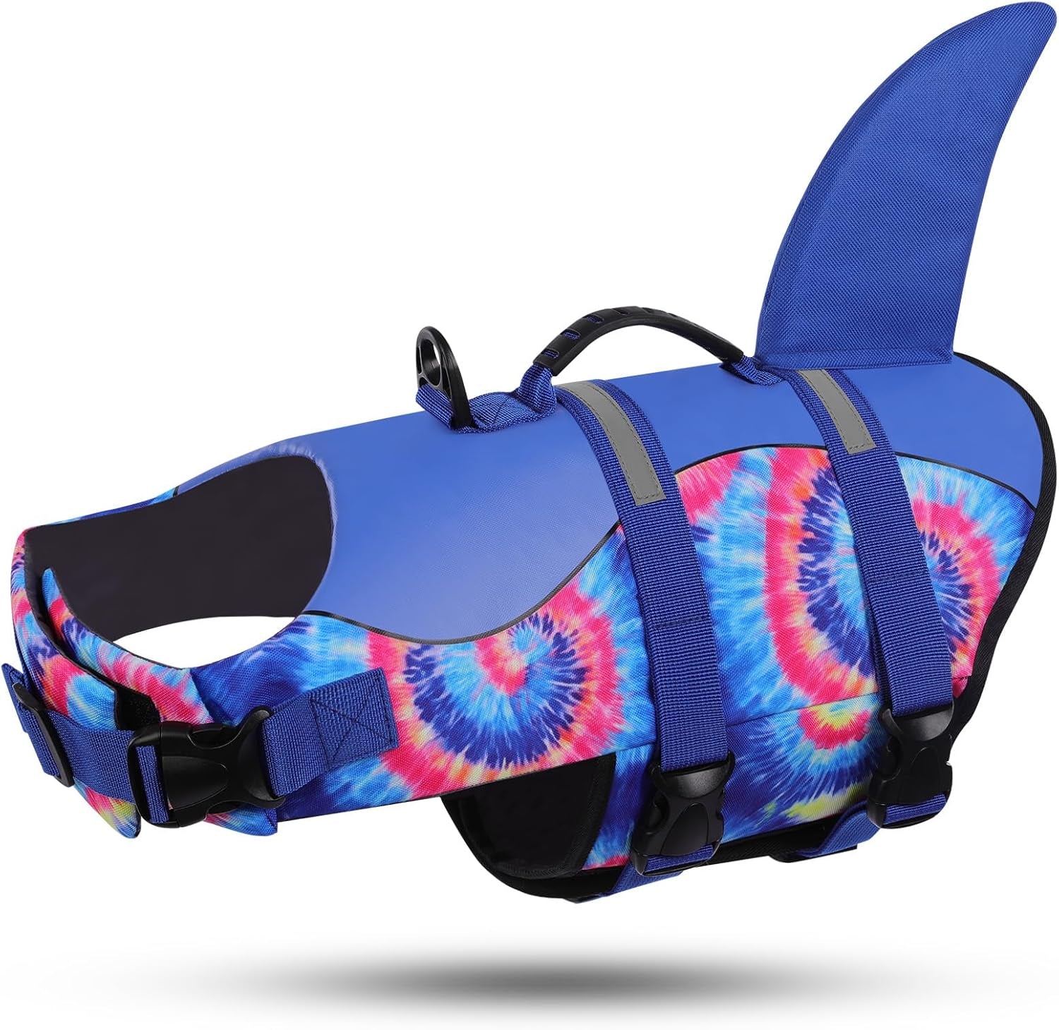 Dog Life Jacket - Pet Safety Vest for Swimming & Boating, Shark Life Jacket with Floatation, Dog Lifesavers Swimsuits for Small Medium Large Dogs (Blue Bandhnu, XL)
