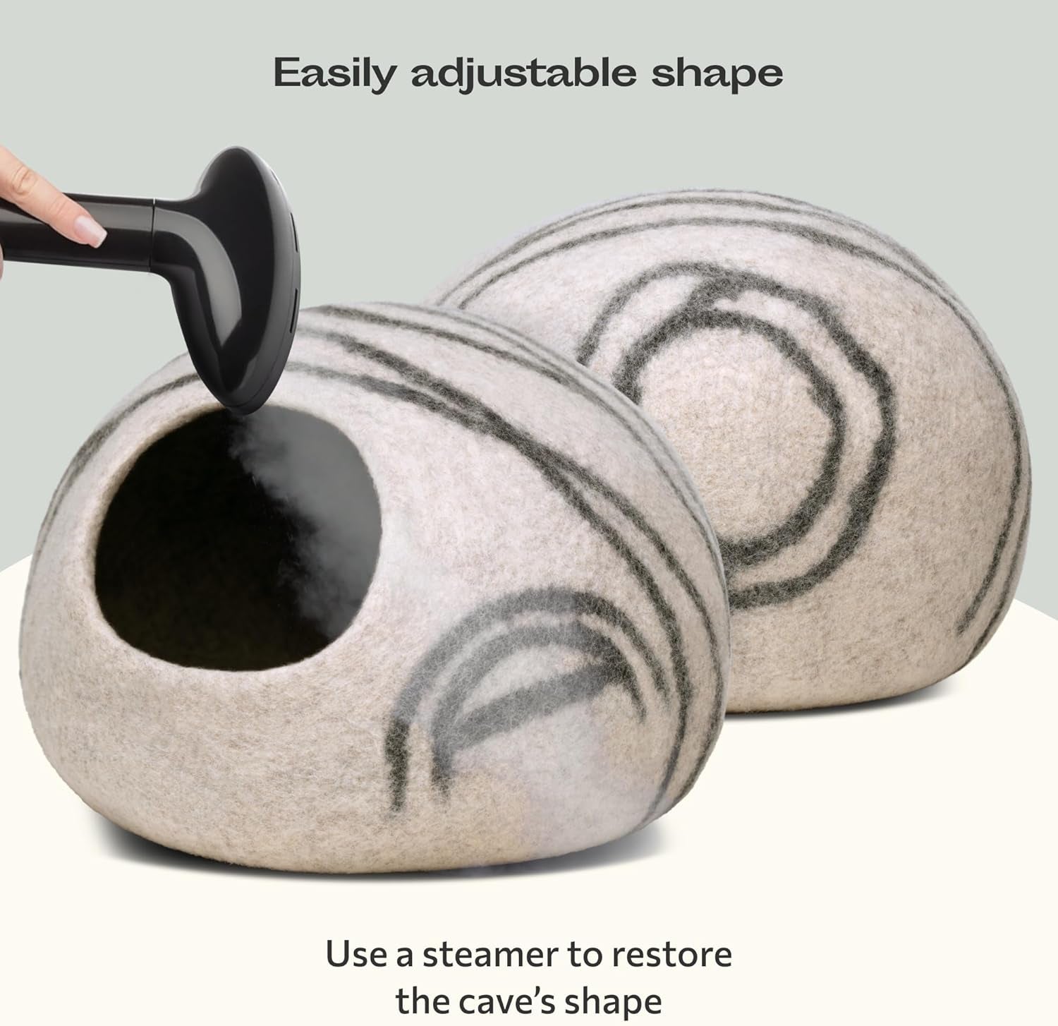 Cat Cave – Premium Felt Cat Bed for Indoor Cats, Handmade Merino Wool (Light Grey, Large)