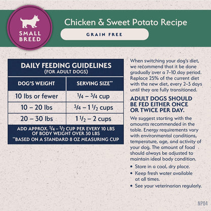 Limited Ingredient Small Breed Adult Grain-Free Dry Dog Food, Chicken & Sweet Potato Recipe, 4 Pound (Pack of 1)