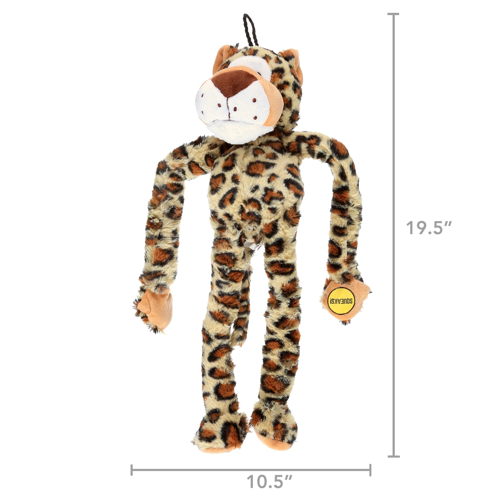 Plush Leopard Dog Toy with Squeakers - 19 Inches - Swingin' Safari Collection