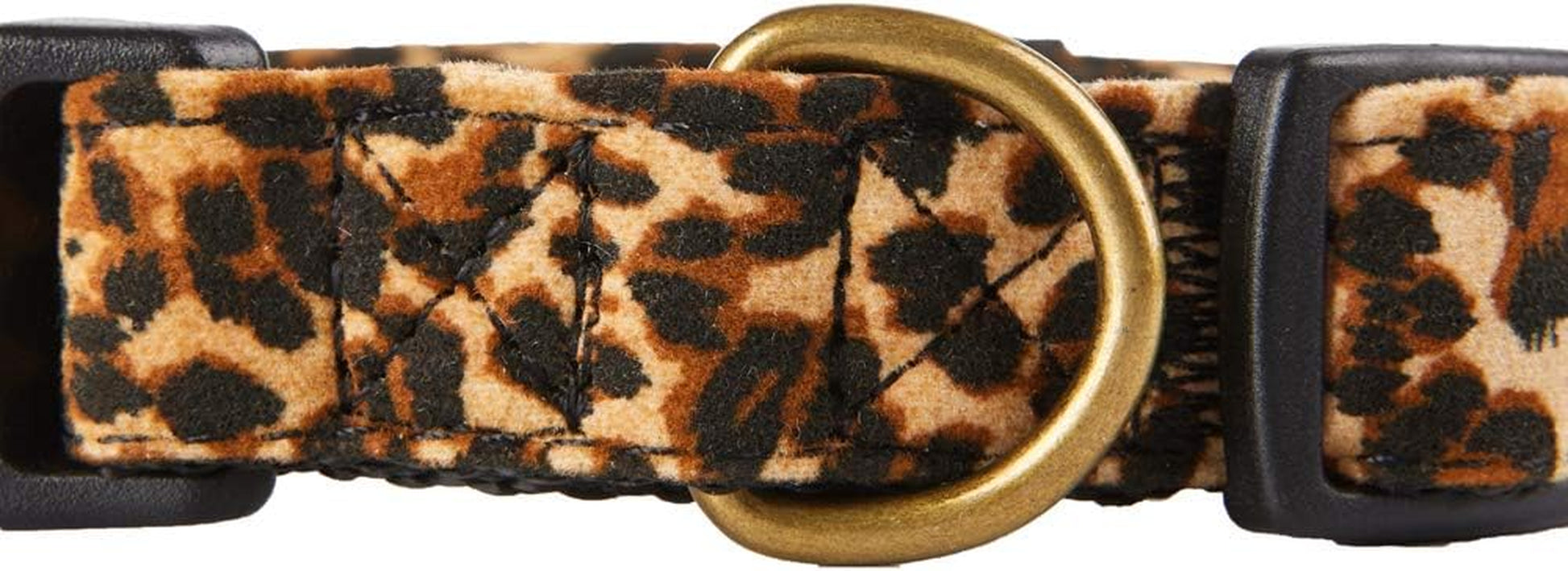 Flocking Fabric Dog Collar in Leopard Print for Puppies and Medium Dogs