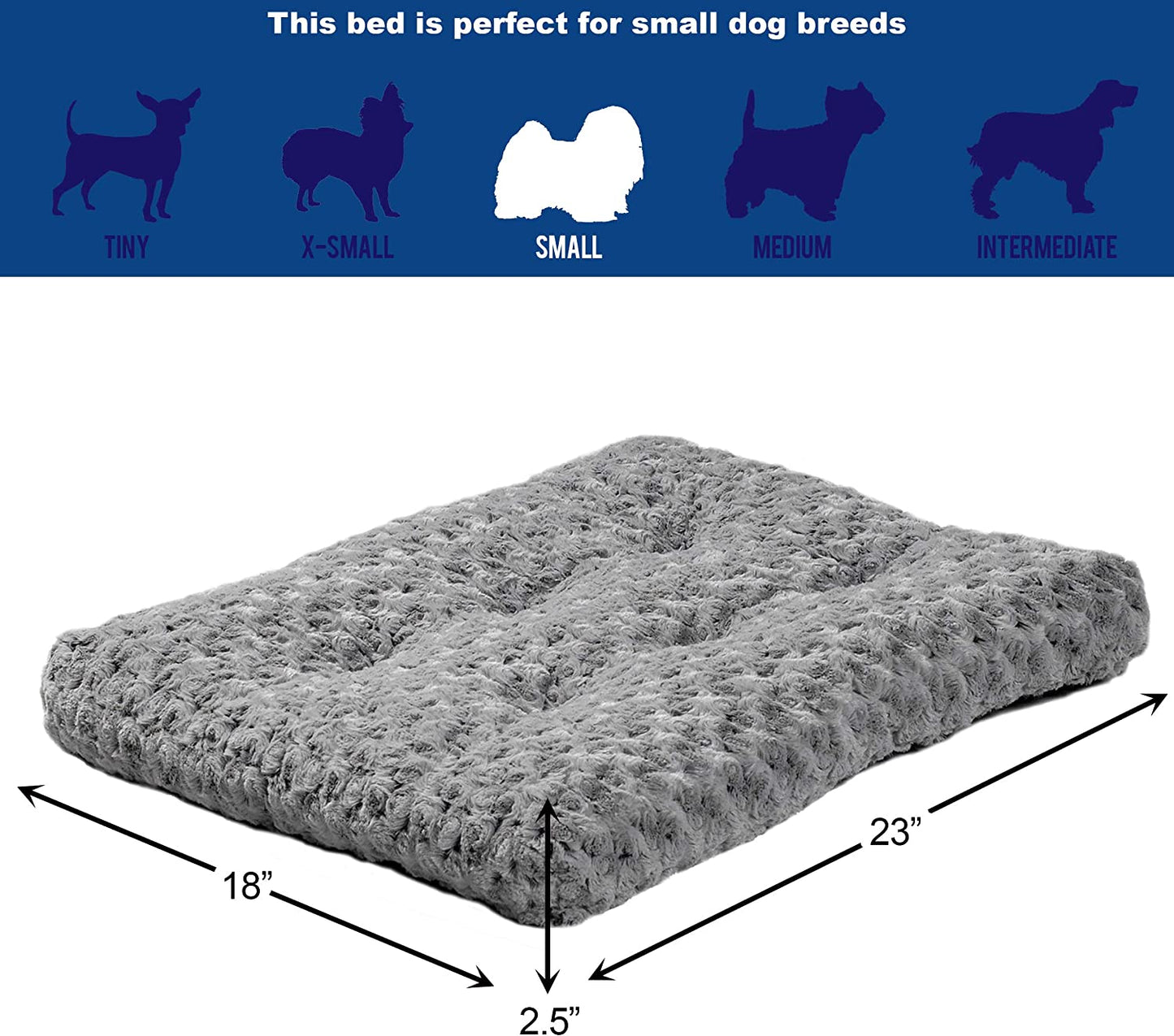 Deluxe Gray Ombré Swirl Plush Pet Bed - Small, Machine Washable, Non-Skid Base, Ideal for 24-Inch Crates