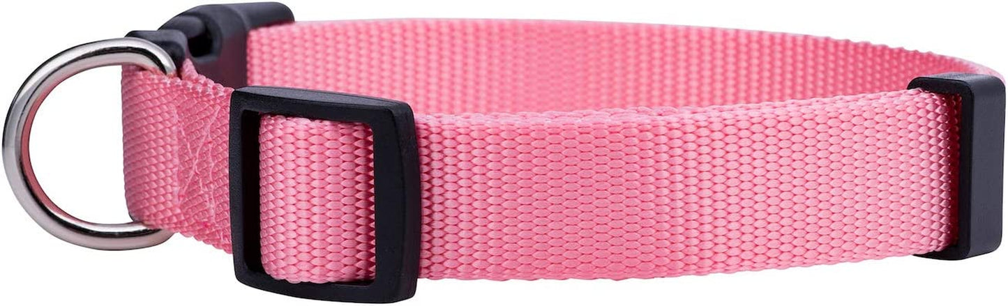 Adjustable Nylon Dog Collar for Small, Medium, and Large Pets - Available in Cute Colors for All Genders (Small, Pink)