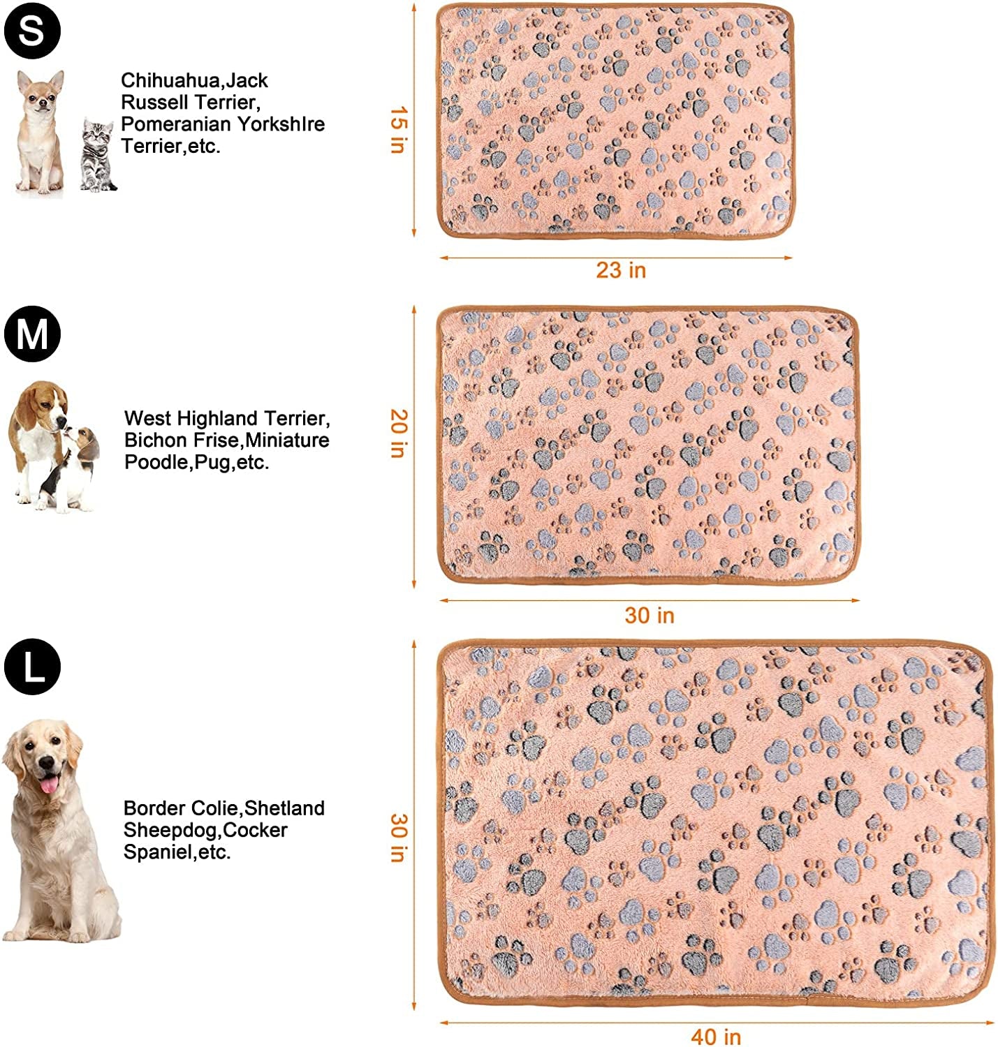 Cozy 3-Pack Fleece Flannel Pet Blankets - Perfect Sleep Mats for Puppies, Kittens, Cats & Dogs (Medium 30" x 20")