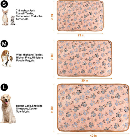 Cozy 3-Pack Fleece Flannel Pet Blankets - Perfect Sleep Mats for Puppies, Kittens, Cats & Dogs (Medium 30" x 20")