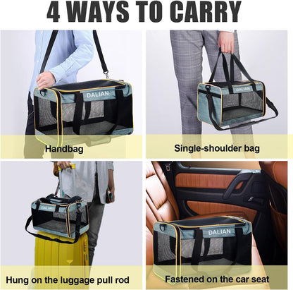Cat Carrier Airline Approved Pet Carrier,Dog Carrier Soft-Sided Pet Travel Carrier Maximum Pet Weight 17 Pounds 17.5“X10 X10