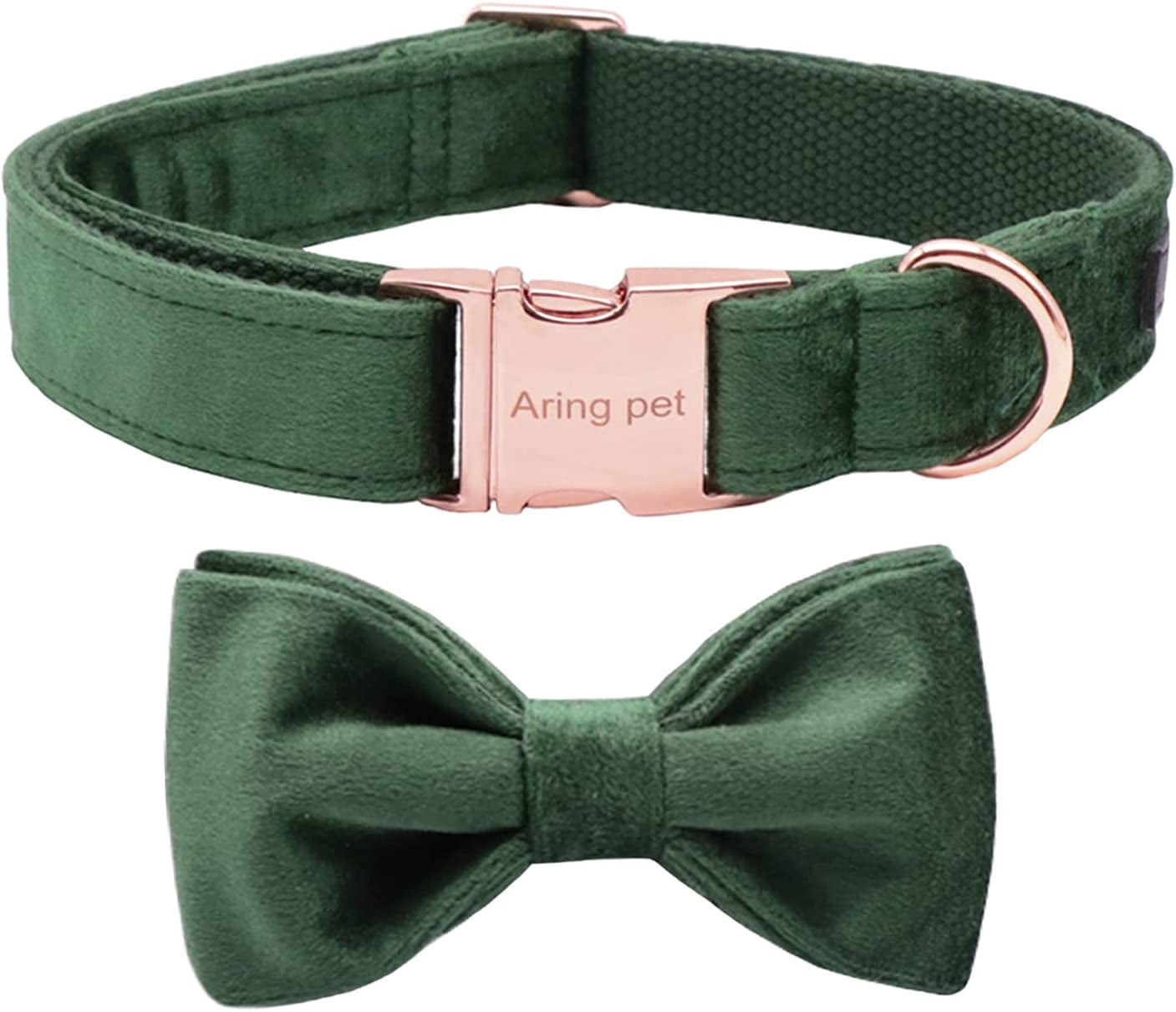 Stylish Green Velvet Christmas Dog Collar with Bowtie - Perfect for Small to Large Dogs