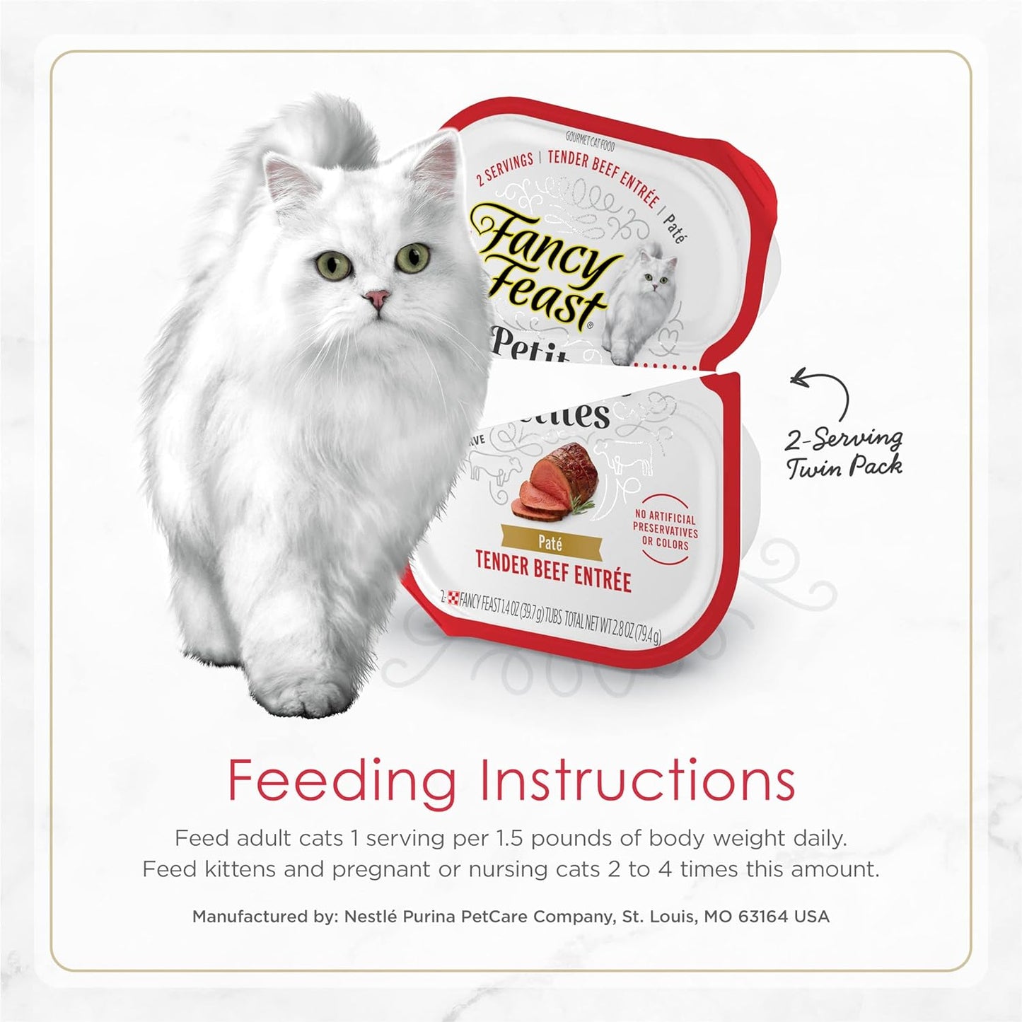 Purina Petites Gourmet Wet Cat Food Pâté with Tender Beef Entrée - Pack of 12 Tubs (2.8 oz each)