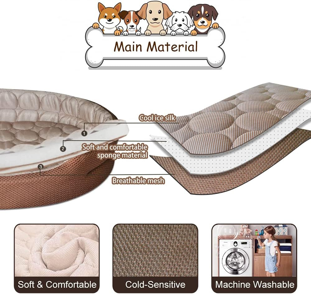 Cooling Pet Bed for Indoor Cats and Small Dogs, Machine Washable and Breathable Cooling Mat