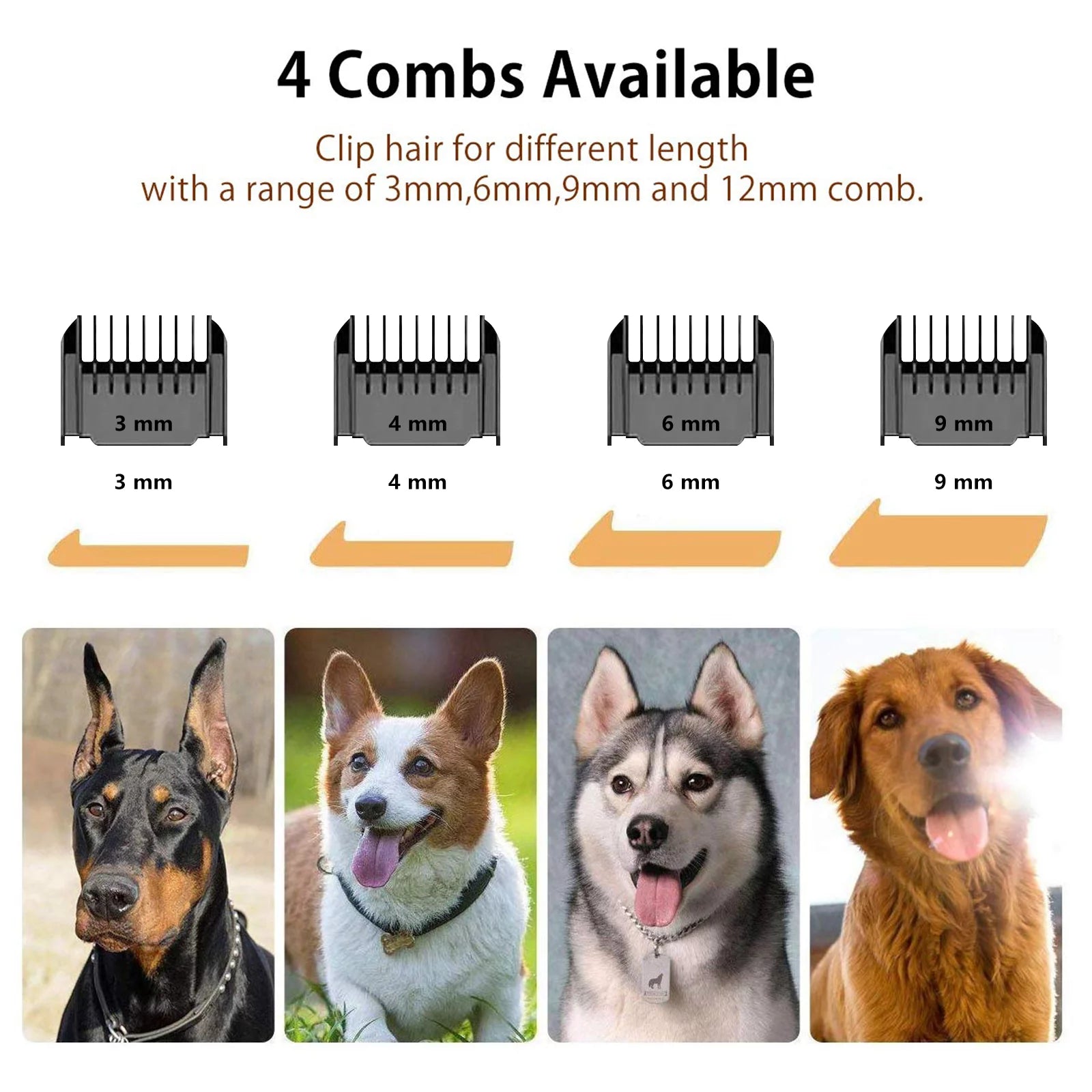 Professional Rechargeable Dog Grooming Clippers - Cordless Low Noise Pet Hair Trimmer Kit with Comb and Scissors for Dogs, Cats, and Other Pets