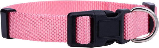 Adjustable Nylon Dog Collar for Small, Medium, and Large Pets - Available in Cute Colors for All Genders (Small, Pink)
