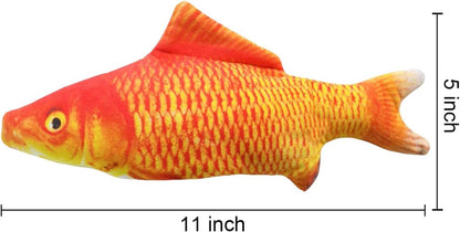 Electric Interactive Plush Fish Cat Toy with Catnip - Realistic Wagging Simulation for Cats and Kittens (Carp)
