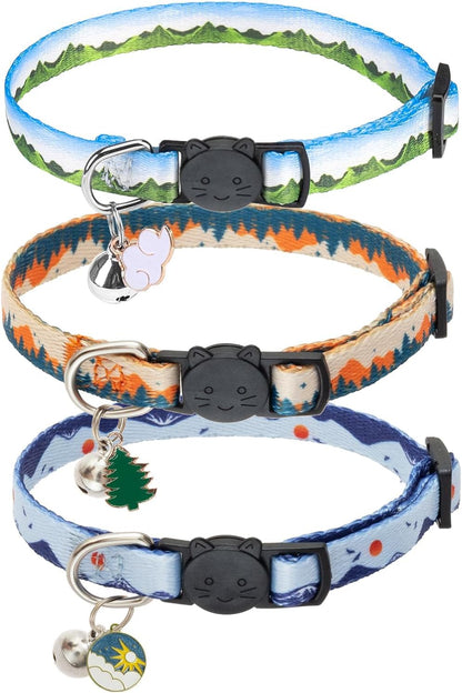 Adjustable Breakaway Cat Collars with Bell - 3 Pack Safety Collars for Male and Female Cats, Ideal for Daily Use