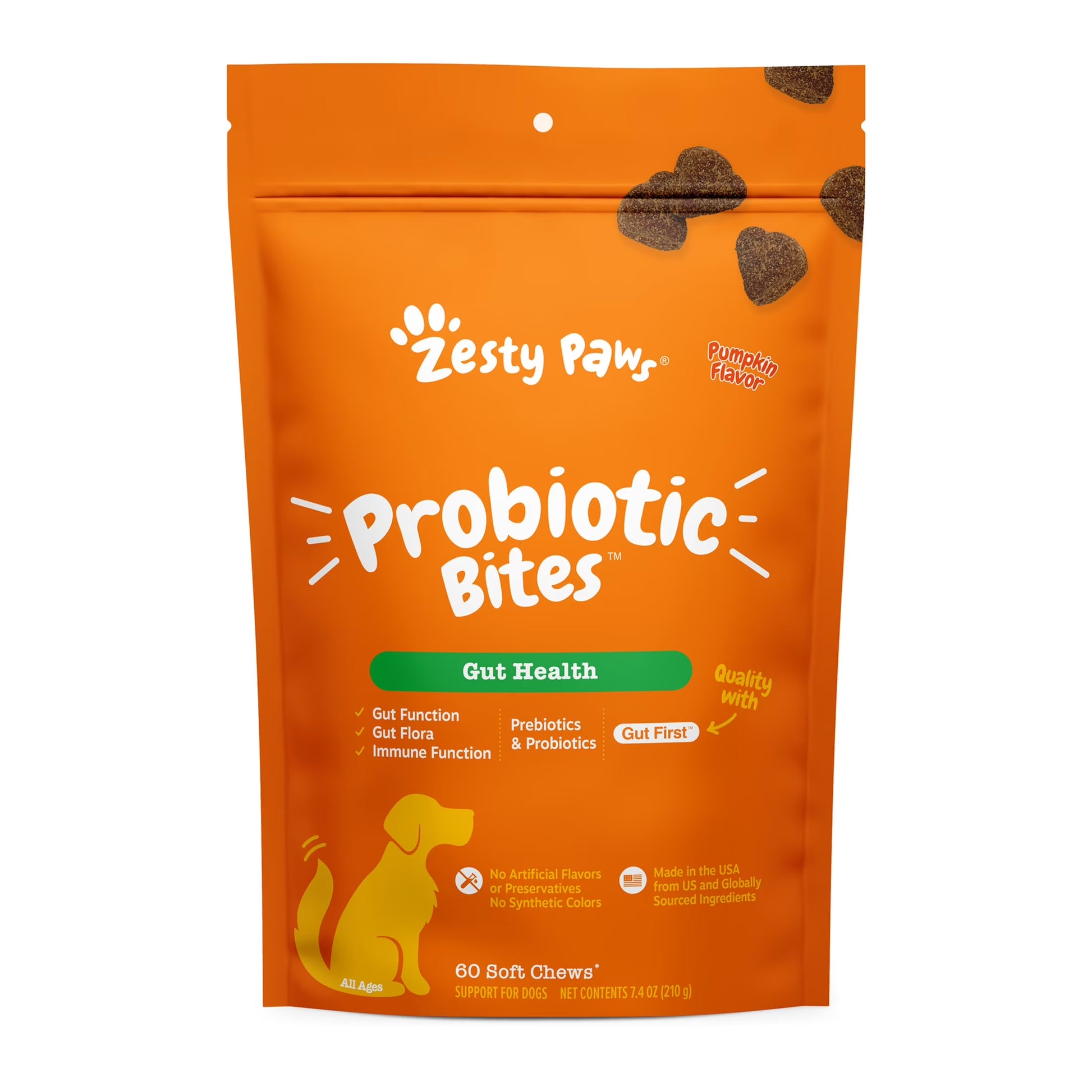 Probiotic Bites Dog Supplement - Pumpkin Flavor, 3 Pack, 60 Count