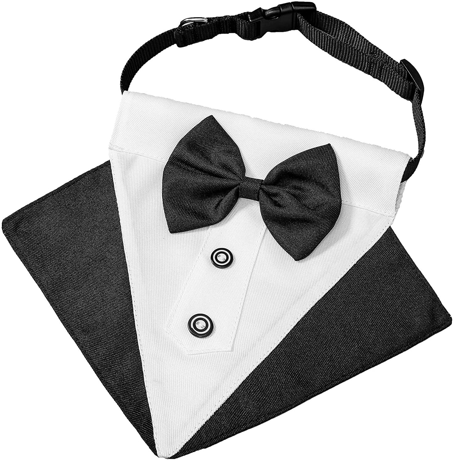 Formal Dog Tuxedo Wedding Bandana Collar with Adjustable Bow Tie for Large Dogs