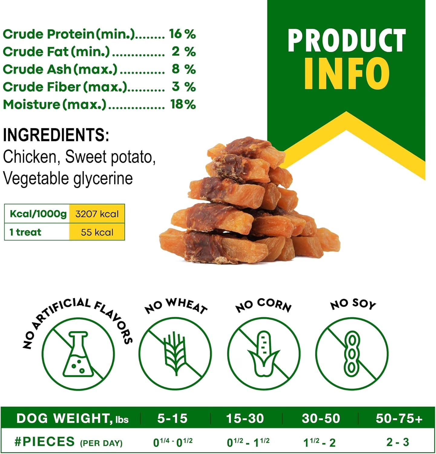 Sweet Potato and Chicken Dog Treats - 10.6 Oz Grain-Free Natural Chews for Training Small and Large Dogs