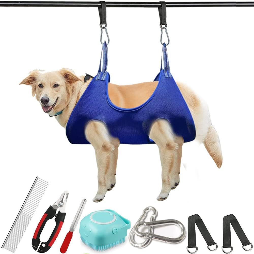 Durable Pet Grooming Hammock for Dogs and Cats, Adjustable Support with Maximum Weight Capacity of 65 lbs (Legs Spacing: 5.9" - 14.2")