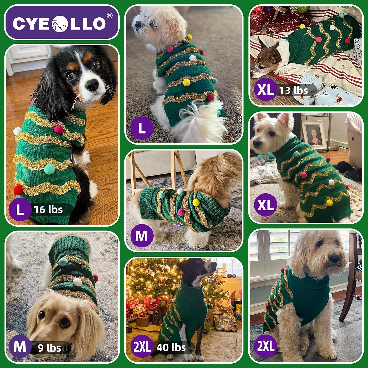 Large Dog Christmas Sweater - Warm Turtleneck Holiday Outfit with Leash Hole for Pets, XXXL Size