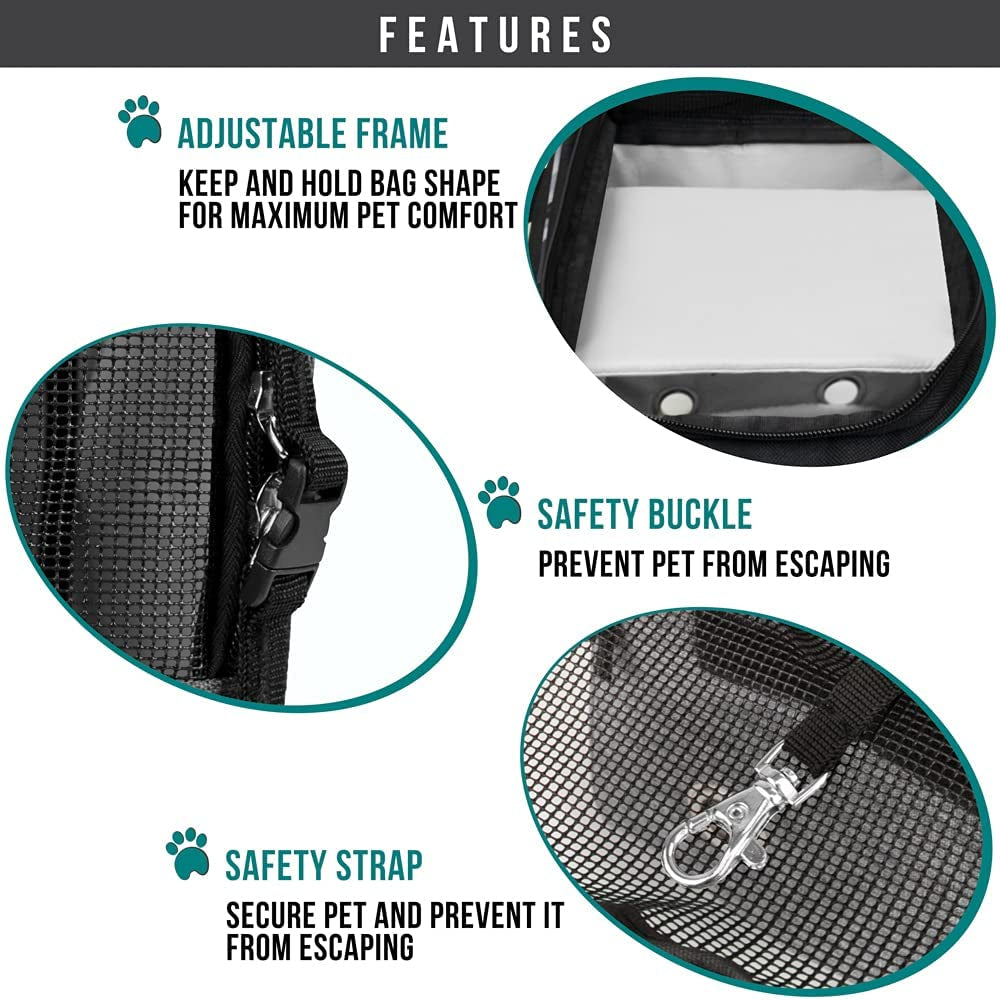 Soft-Sided Airline Approved Dog Purse Carrier for Small Dogs, Ventilated Pet Travel Bag with Pockets, Includes Sherpa Bed, Maximum Weight 12 lbs, Gray
