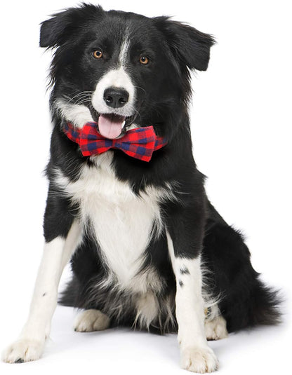 Stylish Adjustable Red Plaid Bow Tie Collar for Small Dogs and Cats - Soft & Comfortable