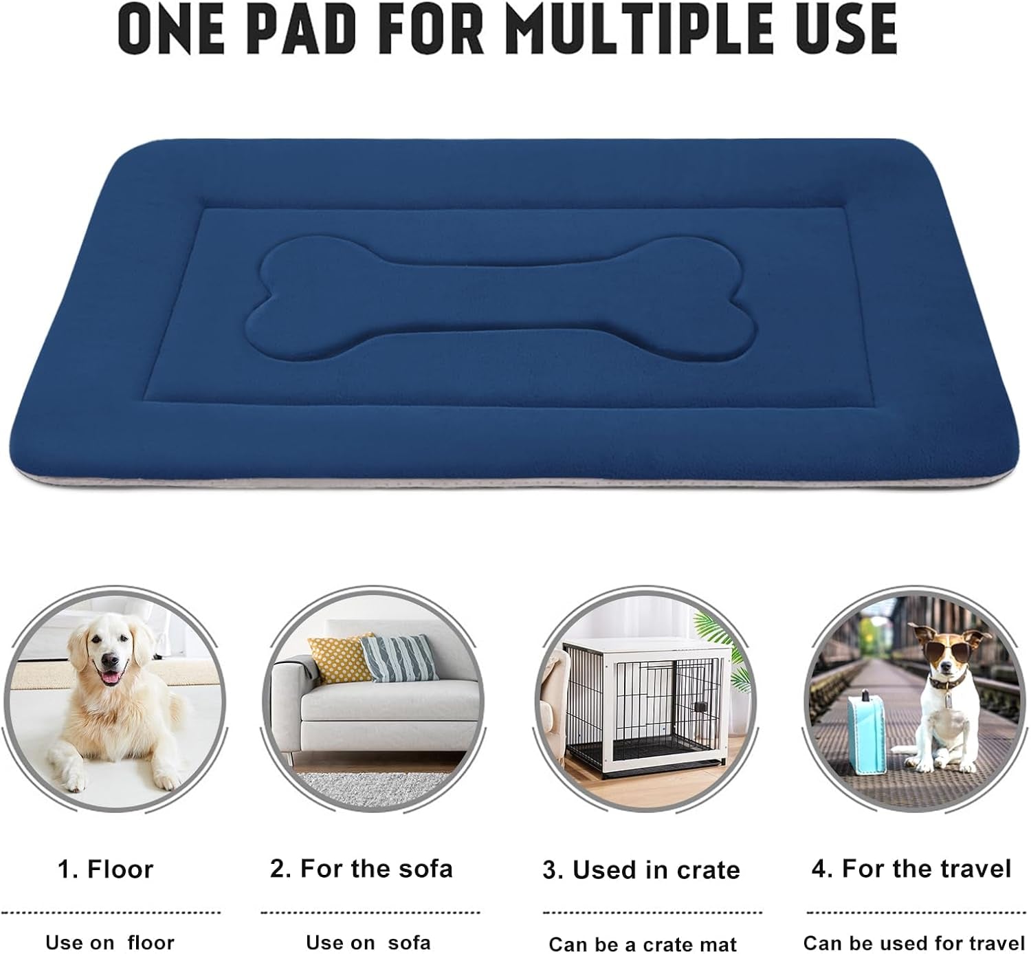 Large Non-Slip Washable Dog Bed Crate Mat - 42 Inch Soft Mattress Kennel Pad
