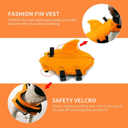 Dog Life Jacket - Adjustable Pet Swimming Vest for Short-Nosed Breeds (Pug, Bulldog, Poodle, Bull Terrier, Samoyed, Alaskan Malamute) - Upgrade Version (XS, Orange)