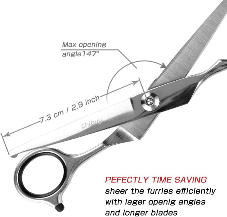 Professional Curved Dog Grooming Scissors with Rounded Tips, 4CR Stainless Steel Pet Shears for Cats, Home Grooming Tools