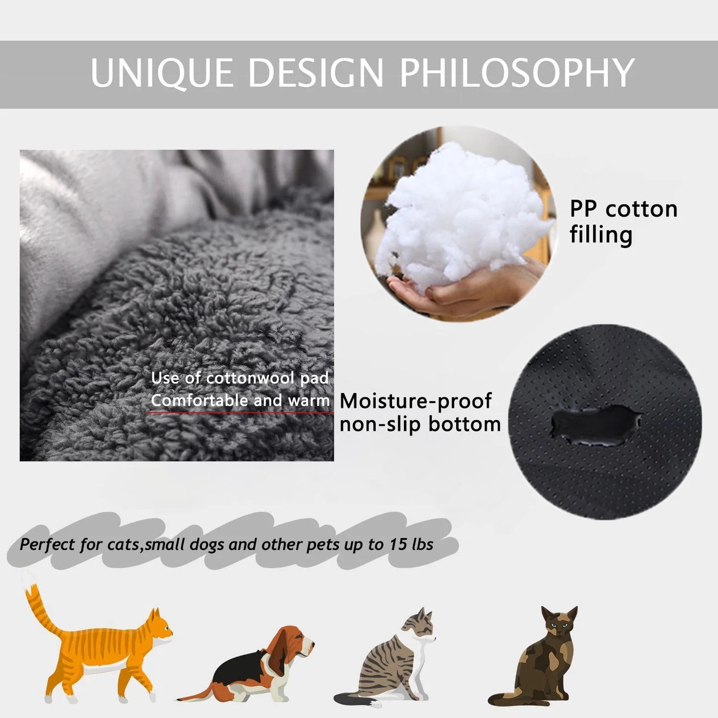 Calming Round Pet Bed with Pillow for Small Dogs and Indoor Cats
