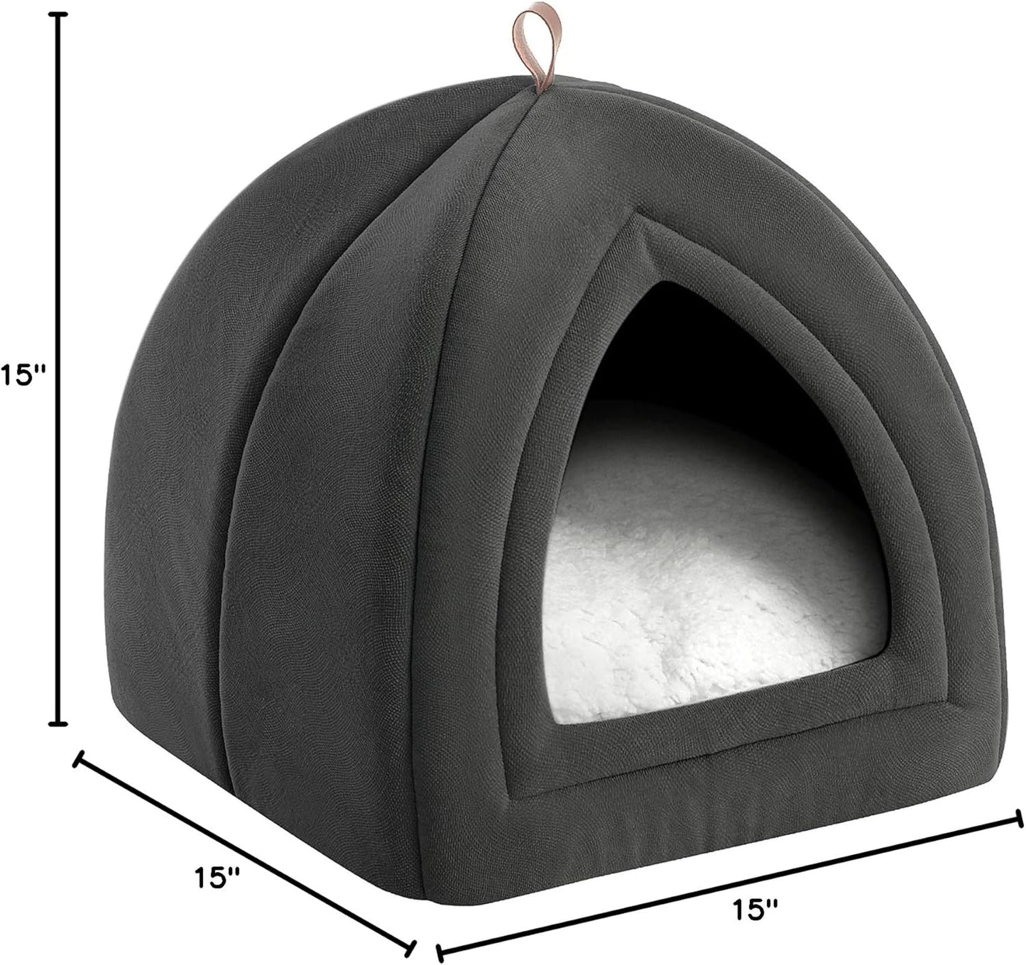 Bedsure Cat Beds for Indoor Cats - Cat Cave Bed Cat House Cat Tent with Removable Washable Cushioned Pillow, Kitten Beds Cat Hut, Small Dog Bed, Dark Grey, 15 Inches