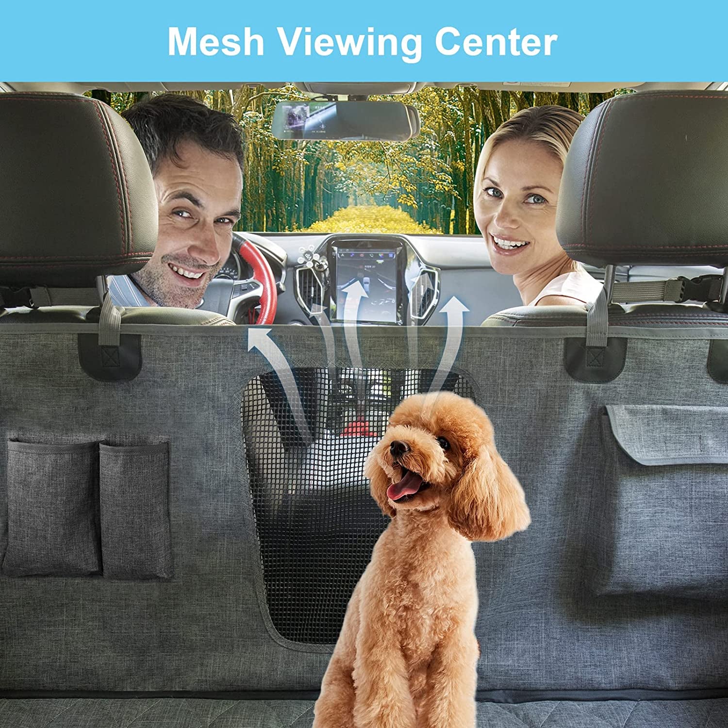 Premium 1080D Black Dog Car Seat Cover for Rear Seats