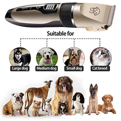 Professional Rechargeable Dog Grooming Clippers - Cordless Low Noise Pet Hair Trimmer Kit with Comb and Scissors for Dogs, Cats, and Other Pets
