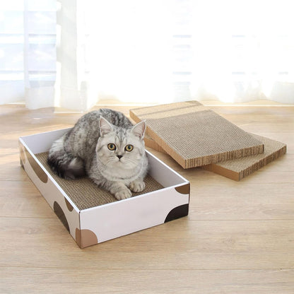 Cat Scratcher Cardboard Indoor - 17"X10" Cat Refill Box with 3 Pcs Scratching Board Reversable Long Lasting Clawing Pad for Cats, Corrugate Scratchers Bed Sofa Couch Furniture Wall Protector