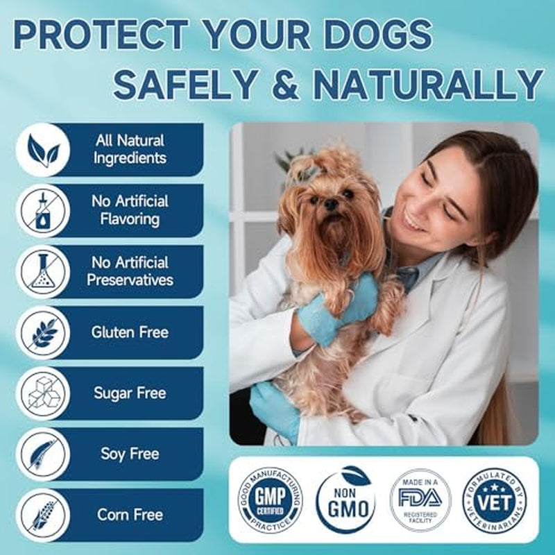 Flea and Tick Prevention Chewables for Dogs - 200 Soft Treats, Natural Oral Supplement for All Breeds and Sizes