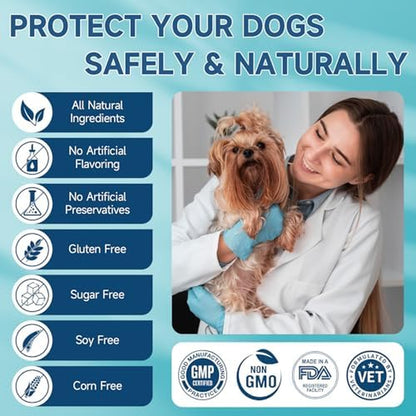 Flea and Tick Prevention Chewables for Dogs - 200 Soft Treats, Natural Oral Supplement for All Breeds and Sizes