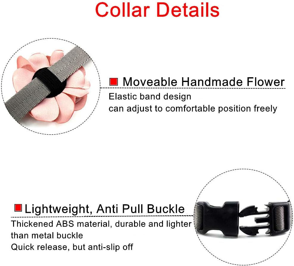 Geranium Flower Bow Tie Collar for Cats and Dogs - Adjustable Handmade Nylon Necklace with Pearl Bell for Chihuahuas and Yorkies (Red, Size XS)