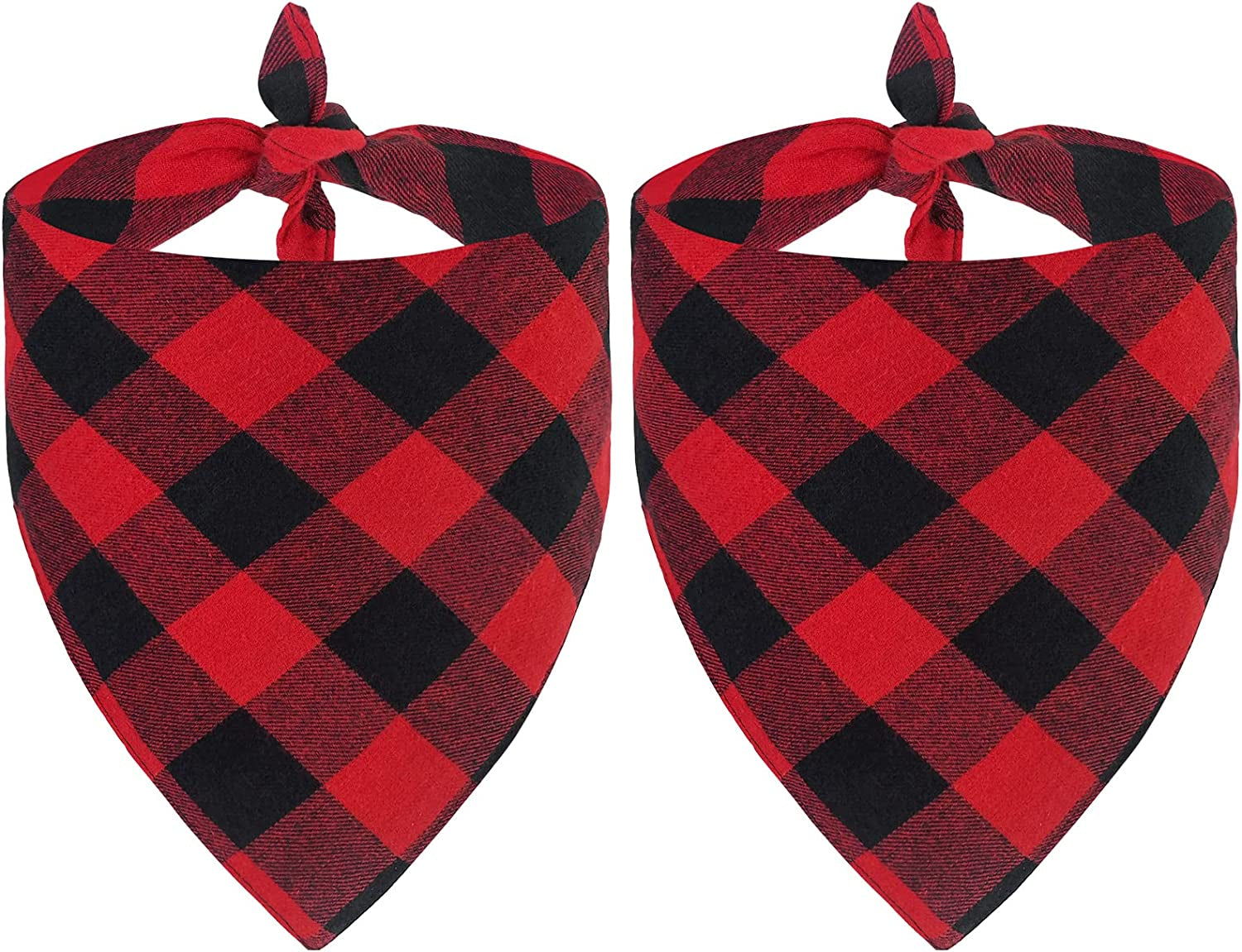2 Pack Dog Bandana Christmas Classic Plaid Pet Bandana Scarf Triangle Bibs Kerchief Set Pet Costume Accessories Decoration for Small Medium Large Dogs Cats Pets