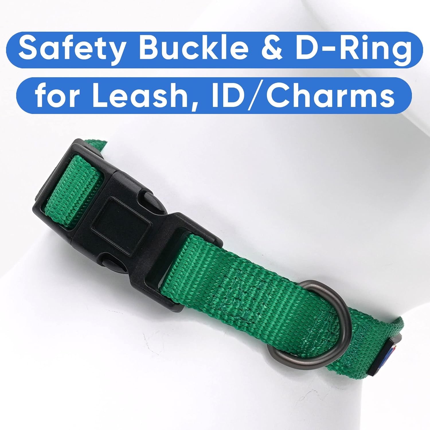 Adjustable Heavy-Duty Waterproof Dog Collar for Large Breeds with Quick-Release Buckle - Lush Green