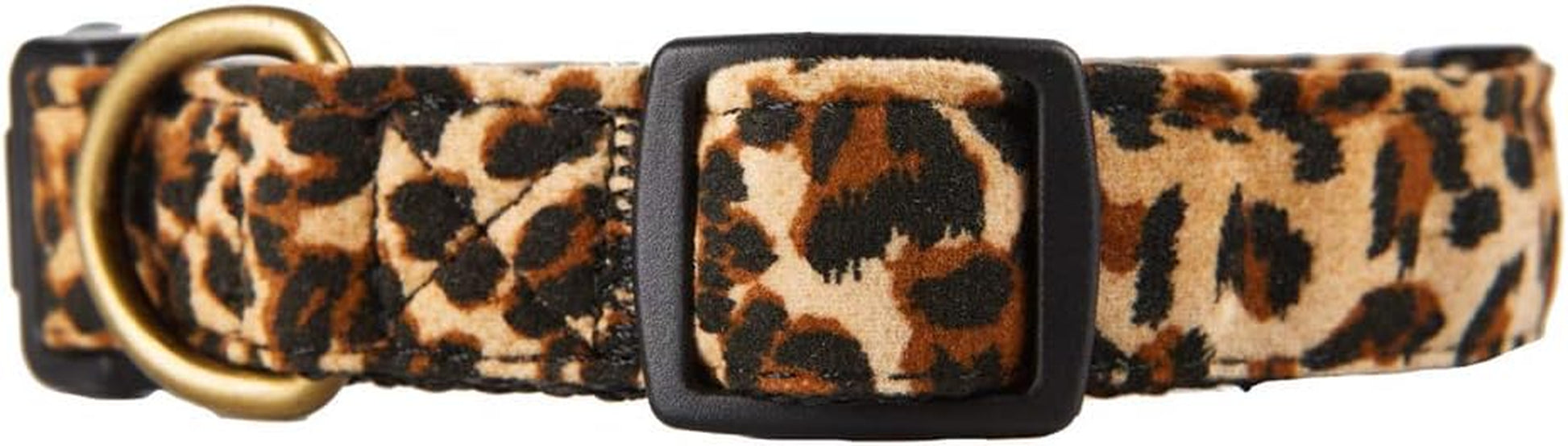 Flocking Fabric Dog Collar in Leopard Print for Puppies and Medium Dogs