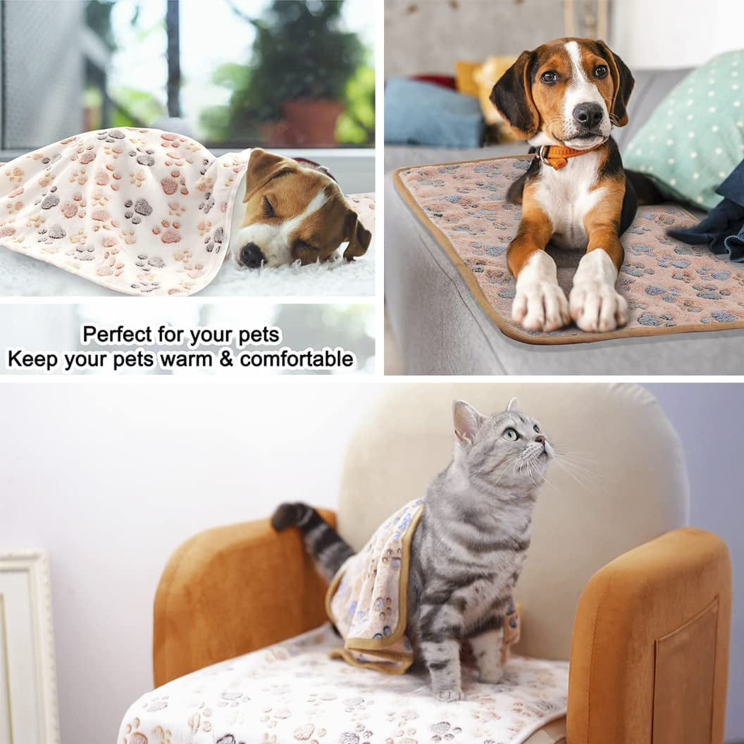 Cozy 3-Pack Fleece Flannel Pet Blankets - Perfect Sleep Mats for Puppies, Kittens, Cats & Dogs (Medium 30" x 20")