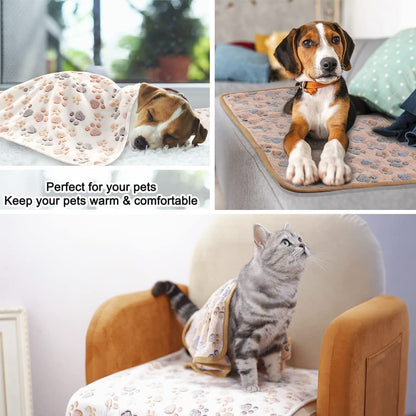 Cozy 3-Pack Fleece Flannel Pet Blankets - Perfect Sleep Mats for Puppies, Kittens, Cats & Dogs (Medium 30" x 20")