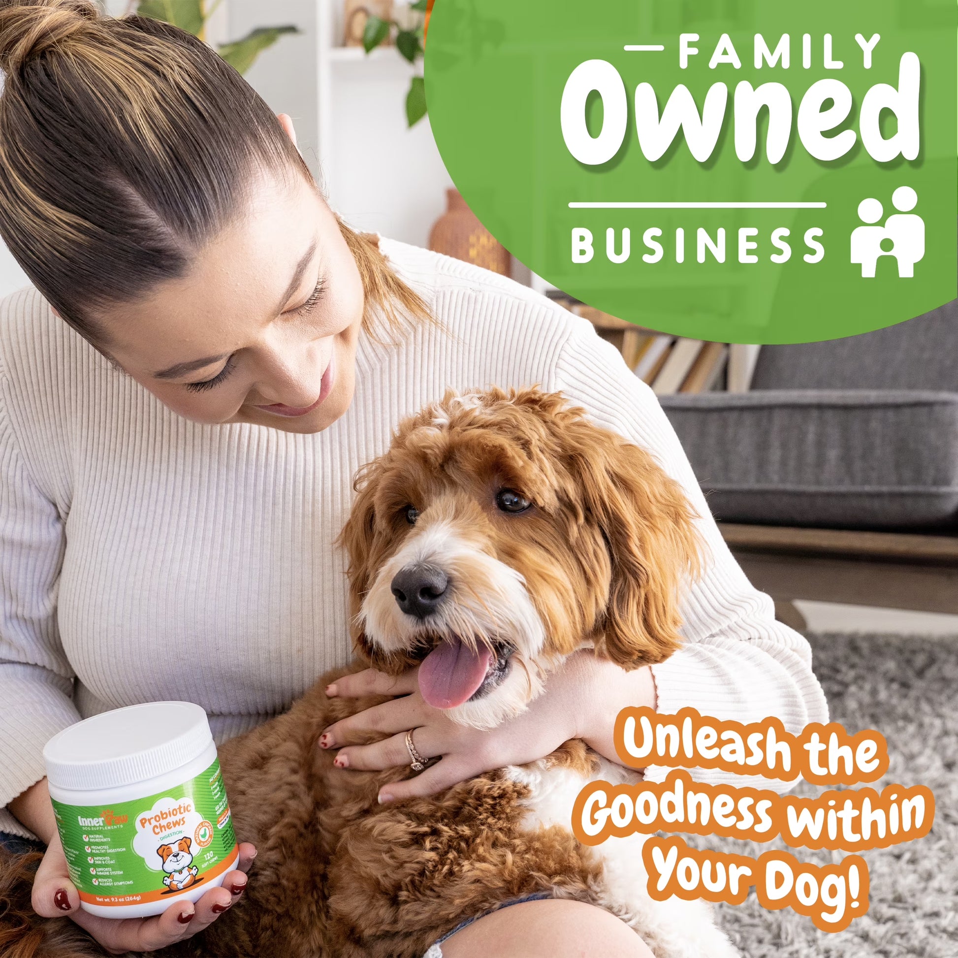 Dog Probiotics Chews for Digestive Health, Itchy Skin Relief, and Yeast Support - 120 Count