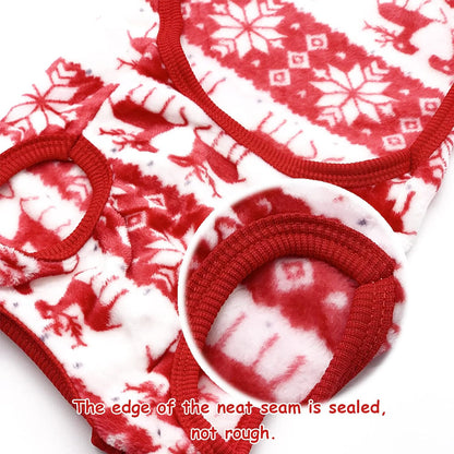 Christmas Sweater Costume for Small Dogs and Cats, Snowflake Elk Design Pet Apparel, Festive Holiday Attire for Puppies and Kittens (X-Small, Red)