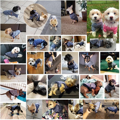 Classic Knit Sweater for Small Dogs - Warm Winter Coat in Navy Blue (Size S)