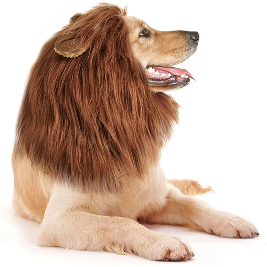 Realistic Lion Mane Cosplay Costume for Medium to Large Dogs - Pet Accessories with Ear Design