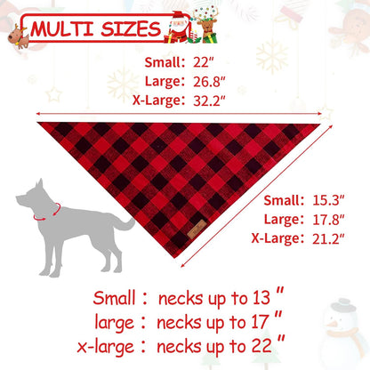 2 Pack Dog Bandana Christmas Classic Plaid Pet Bandana Scarf Triangle Bibs Kerchief Set Pet Costume Accessories Decoration for Small Medium Large Dogs Cats Pets